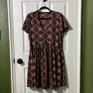 Geometric Patterned Dress - Brown